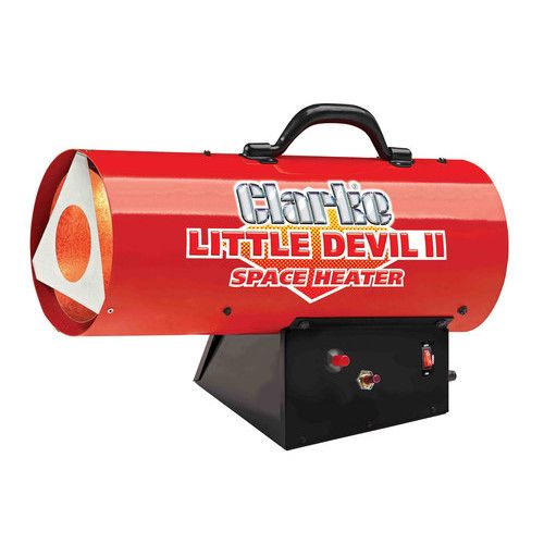 Small red and black "little devil" space heater