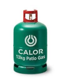 Green 13kg gas bottle with a red top